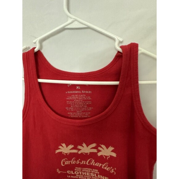 CARLOS N CHARLIES Cozumel Mexico Red Tank Top Bar XL Juniors Cruise Vacation GUC - Picture 7 of 9
